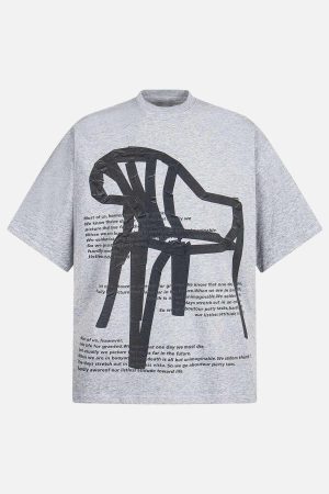 Concert Outfit Retro Graffiti Chair Lettering T-Shirt