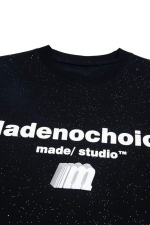 Concert Outfit Retro Heavy Starry Sky Print Font Design Short-Sleeved T-Shirt