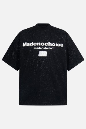 Concert Outfit Retro Heavy Starry Sky Print Font Design Short-Sleeved T-Shirt