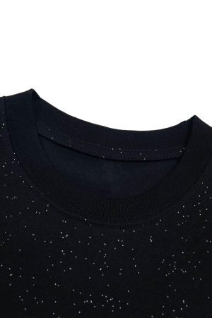 Concert Outfit Retro Heavy Starry Sky Print Font Design Short-Sleeved T-Shirt