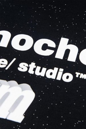 Concert Outfit Retro Heavy Starry Sky Print Font Design Short-Sleeved T-Shirt