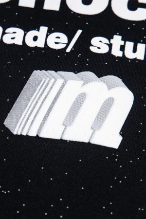 Concert Outfit Retro Heavy Starry Sky Print Font Design Short-Sleeved T-Shirt