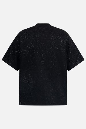 Concert Outfit Retro Heavy Starry Sky Print Font Design Short-Sleeved T-Shirt