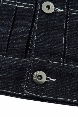 Concert Outfit Retro Heavy Washed Contrast Color Denim Jacket