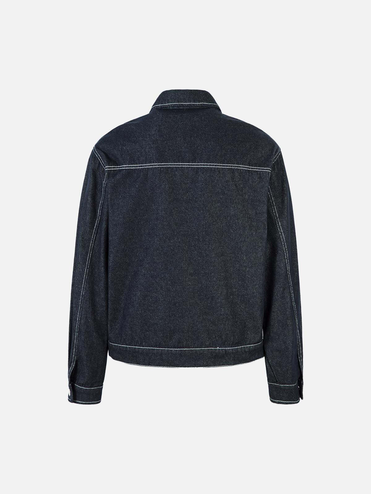 Concert Outfit Retro Heavy Washed Contrast Color Denim Jacket Concert Outfit Retro Heavy Washed Contrast Color Denim Jacket