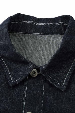 Concert Outfit Retro Heavy Washed Contrast Color Denim Jacket