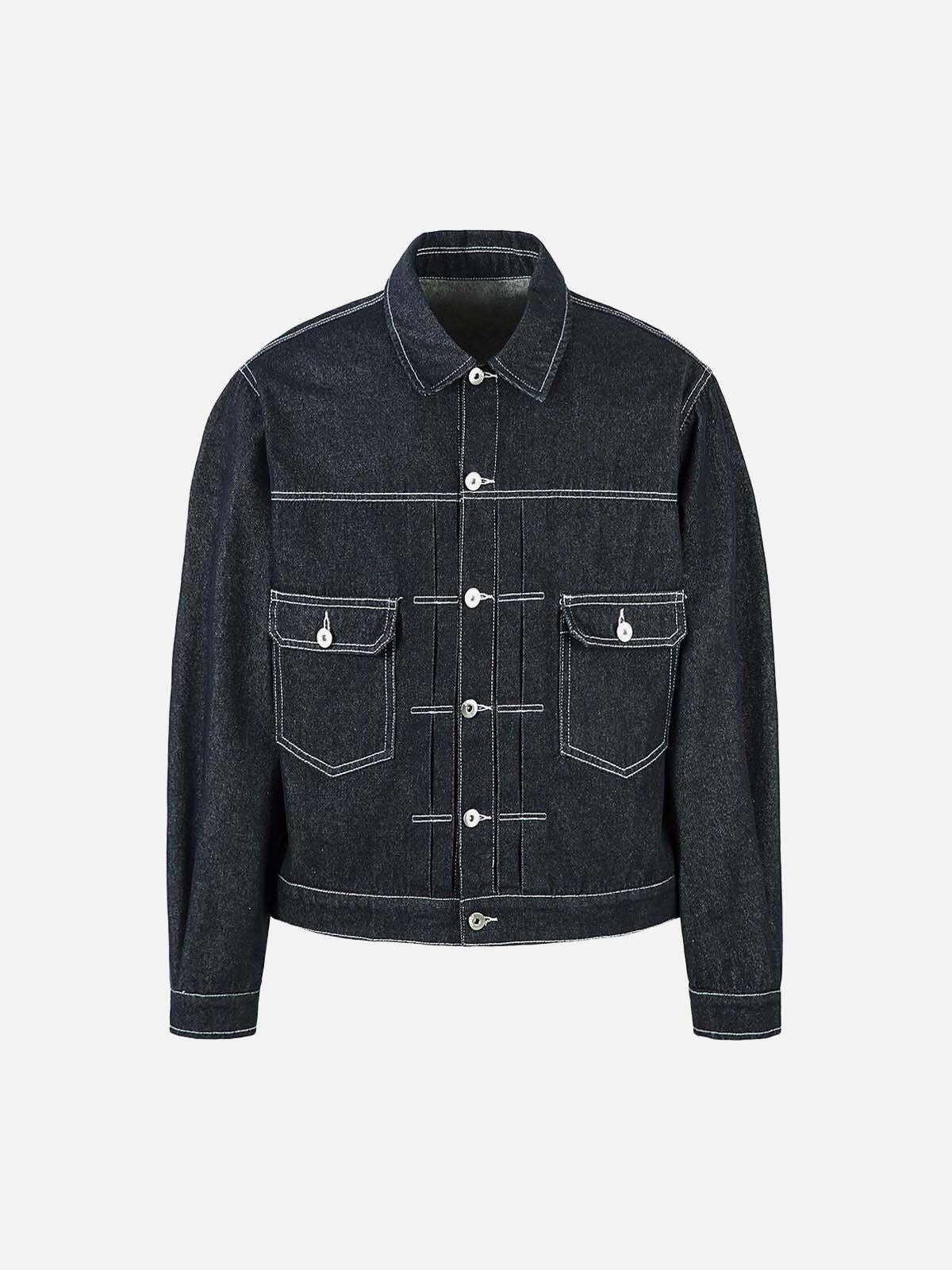 Concert Outfit Retro Heavy Washed Contrast Color Denim Jacket Concert Outfit Retro Heavy Washed Contrast Color Denim Jacket