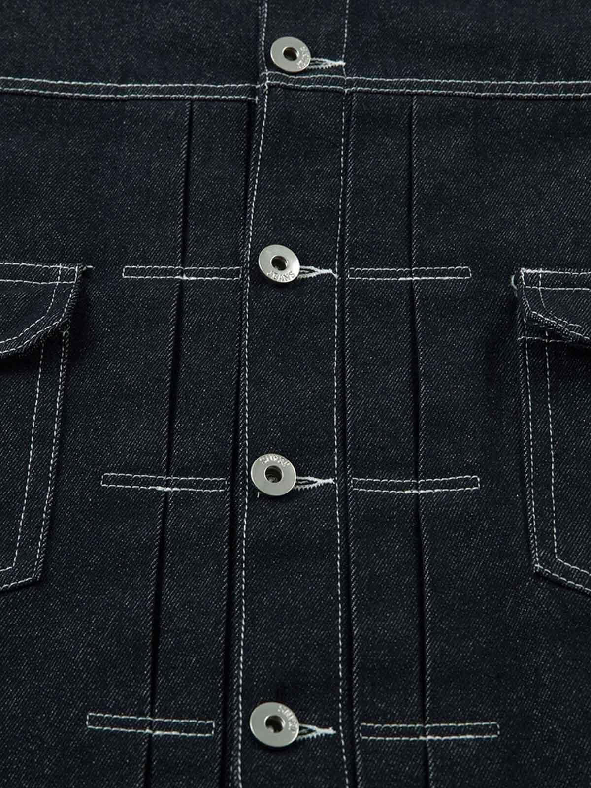 Concert Outfit Retro Heavy Washed Contrast Color Denim Jacket Concert Outfit Retro Heavy Washed Contrast Color Denim Jacket