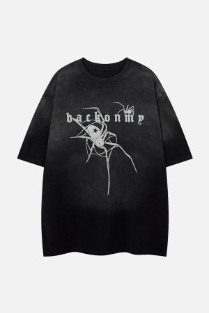 Concert Outfit Retro High Street Spider Pattern Foam T-Shirt