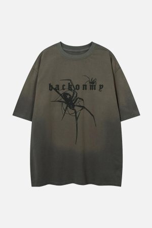 Concert Outfit Retro High Street Spider Pattern Foam T-Shirt