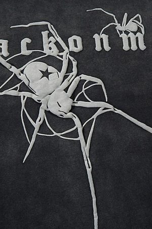 Concert Outfit Retro High Street Spider Pattern Foam T-Shirt