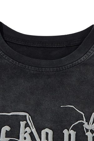 Concert Outfit Retro High Street Spider Pattern Foam T-Shirt