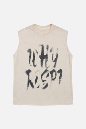 Concert Outfit Retro Hip Hop Abstract Letter Print Vests