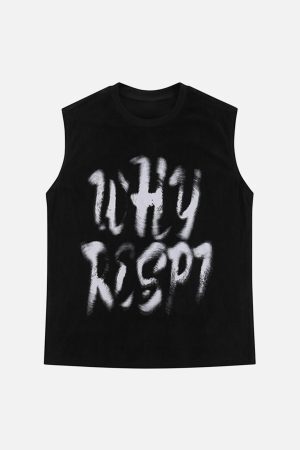 Concert Outfit Retro Hip Hop Abstract Letter Print Vests