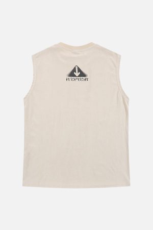 Concert Outfit Retro Hip Hop Abstract Letter Print Vests