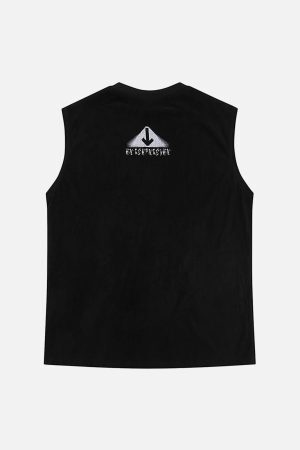 Concert Outfit Retro Hip Hop Abstract Letter Print Vests