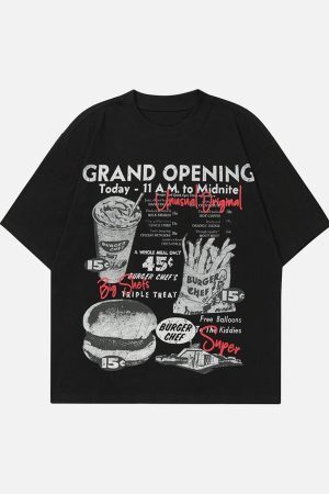 Concert Outfit Retro Hip-Hop Black And White Sticker T-Shirt