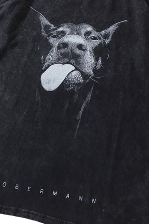 Concert Outfit Retro Hip-Hop Doberman Print T-Shirt