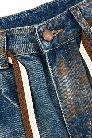 Concert Outfit Retro Ink-Splashed Ripped Jeans