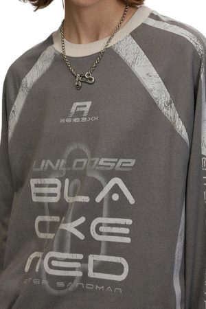 Concert Outfit Retro Jersey  Oversized Long Sleeves T-Shirt