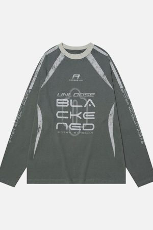 Concert Outfit Retro Jersey  Oversized Long Sleeves T-Shirt