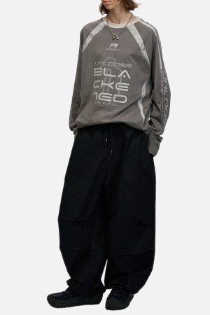 Concert Outfit Retro Jersey  Oversized Long Sleeves T-Shirt