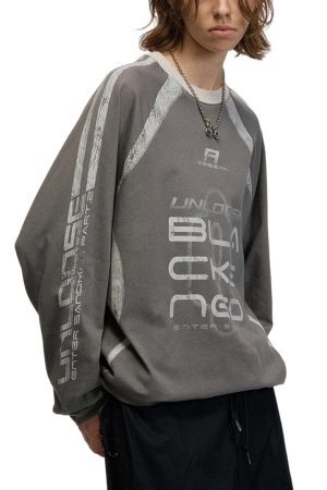 Concert Outfit Retro Jersey  Oversized Long Sleeves T-Shirt