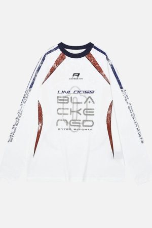 Concert Outfit Retro Jersey  Oversized Long Sleeves T-Shirt