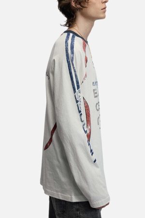 Concert Outfit Retro Jersey  Oversized Long Sleeves T-Shirt