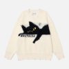 Concert Outfit Retro Lazy Cat Sweater