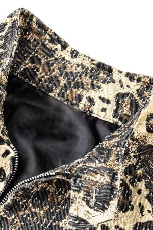 Concert Outfit Retro Leopard Printed Denim Jacket