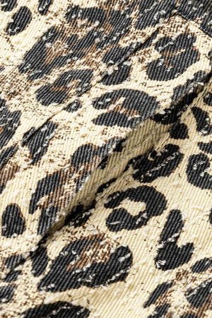 Concert Outfit Retro Leopard Printed Denim Jacket