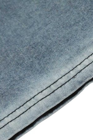 Concert Outfit Retro Letter Embroidery Contrast Denim T-Shirt