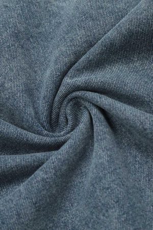 Concert Outfit Retro Letter Embroidery Contrast Denim T-Shirt