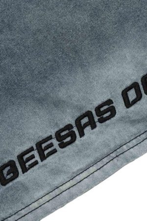 Concert Outfit Retro Letter Embroidery Contrast Denim T-Shirt