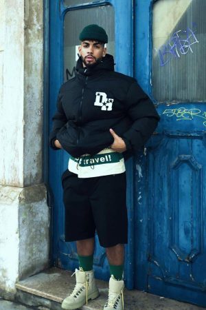 Concert Outfit Retro Letter Print Down Jacket