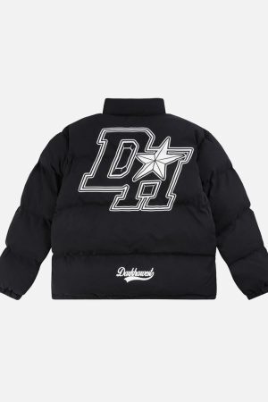 Concert Outfit Retro Letter Print Down Jacket