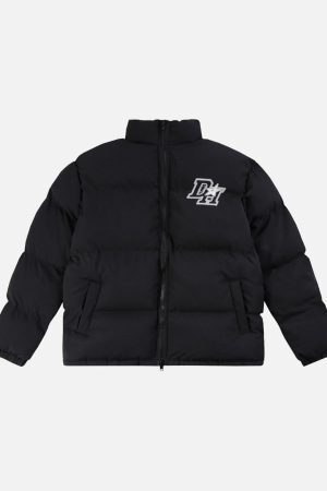 Concert Outfit Retro Letter Print Down Jacket