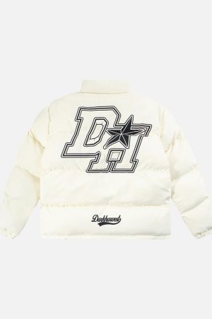 Concert Outfit Retro Letter Print Down Jacket