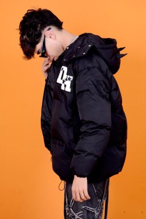 Concert Outfit Retro Letter Print Down Jacket