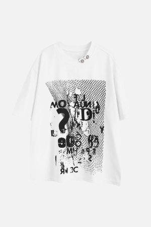 Concert Outfit Retro Letter Print Rivet T-Shirt