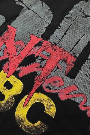 Concert Outfit Retro Letter Print Short Sleeve Shirt