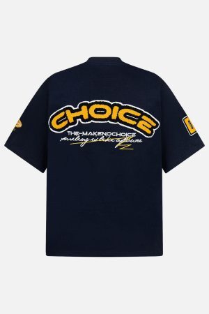 Concert Outfit Retro Motorcycle Style Heavy Patch Embroidered T-Shirt