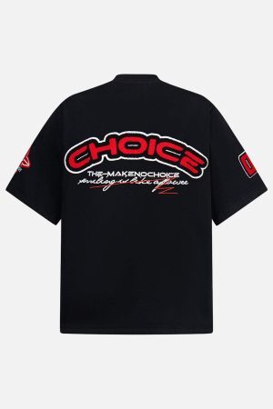 Concert Outfit Retro Motorcycle Style Heavy Patch Embroidered T-Shirt