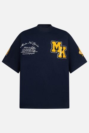 Concert Outfit Retro Motorcycle Style Heavy Patch Embroidered T-Shirt