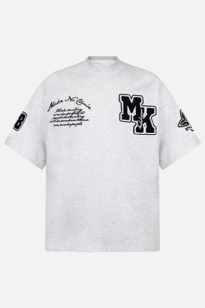 Concert Outfit Retro Motorcycle Style Heavy Patch Embroidered T-Shirt