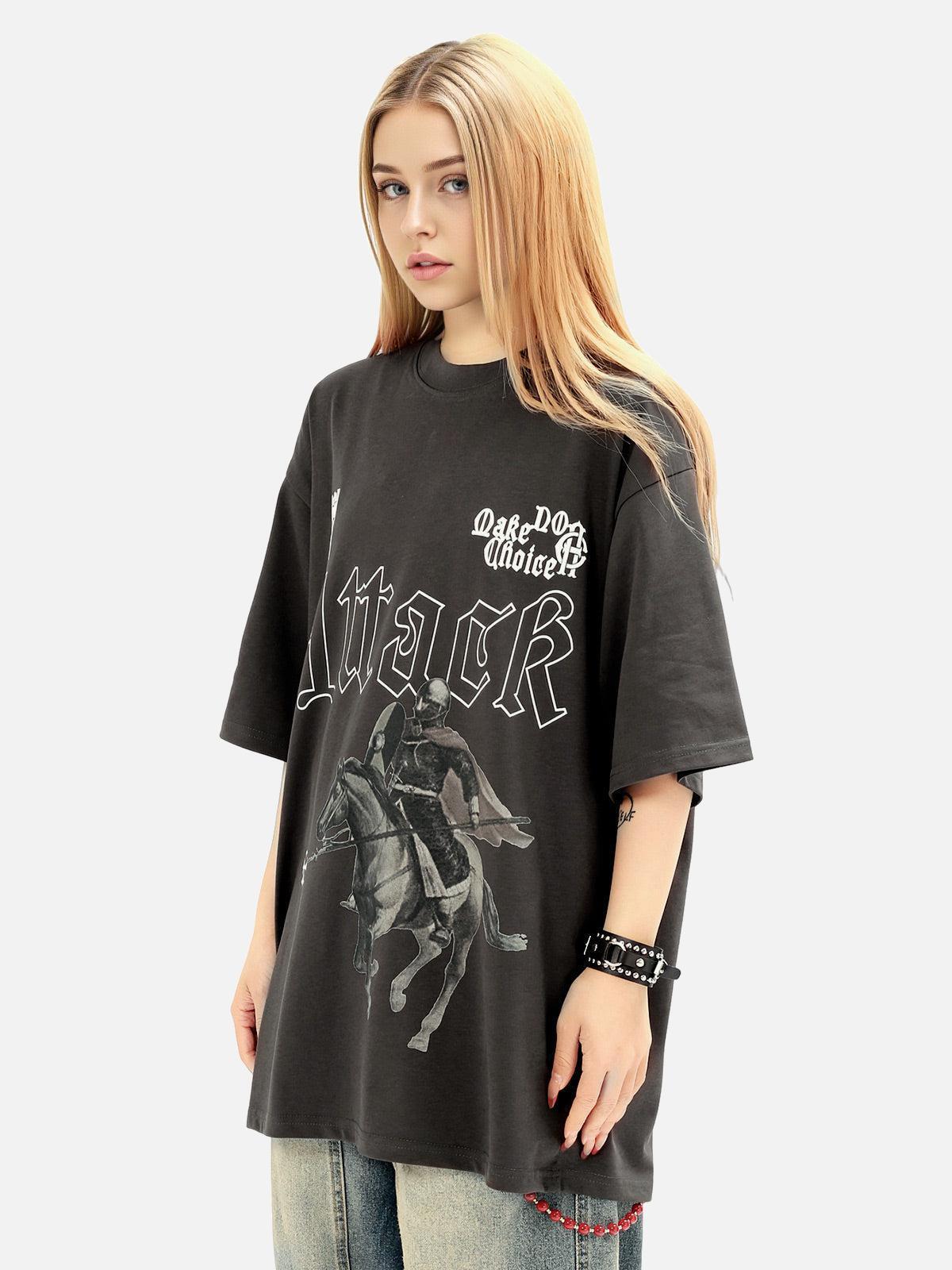 Concert Outfit Retro Oil Painting Print T-Shirt Concert Outfit Retro Oil Painting Print T-Shirt