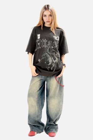 Concert Outfit Retro Oil Painting Print T-Shirt