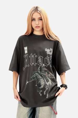 Concert Outfit Retro Oil Painting Print T-Shirt