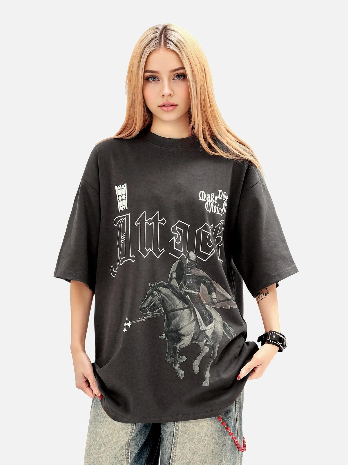 Concert Outfit Retro Oil Painting Print T-Shirt Concert Outfit Retro Oil Painting Print T-Shirt